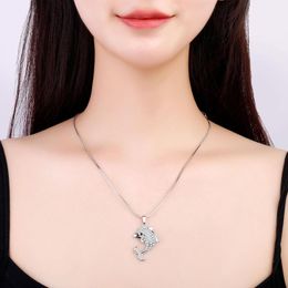 Pendant Necklaces Cute Animal Dolphin Necklace For Women Stainless Steel Crystal Ocean Short Adjustable Choker Gift 2023
