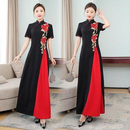 Ethnic Clothing Chinese Evening Dresses Black Improve Qipao Women Fashion Modern Long Cheongsam Slim Vintage Elegant Party For