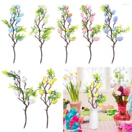 Decorative Flowers Vase Decor Home Artificial Colorful DIY Painting Foam Egg Flower Fake Plant Easter Tree Branch Decoration