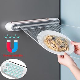 Other Kitchen Tools Magnetic Food Film Dispenser Cling Wrap For Wall Mounted Suction Cup Tinfoil Cutter 230324