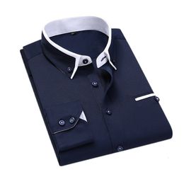 Mens Casual Shirts 8XL Men Spring Autumn Business Dress Shirt Male Slim Fit Casual Long Sleeve Shirt High Quality Hombre Clothes Tops Black White 230323