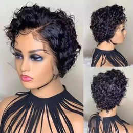 New wig for women, medium black small curly hair, short style wig for women, high-temperature silk chemical Fibre head cover230323