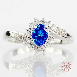 Band Rings Genuine Silver Colour Rings For Women Elegant Oval Cut Cubic Zirconia Wedding Jewellery Ring Size 6 7 8 9 10 11 Bague Femme AA230323