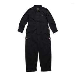 Men's Jeans Black Loose Multi Pocket Workwear Men's Jumpsuit Coat Long Sleeve Fashion Versatile Casual Set