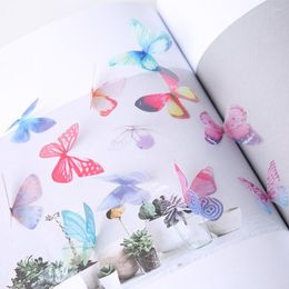 Wall Stickers 50Pcs Silk Butterfly Sticker Room Home Decor DIY Wedding Christmas Scrapbooking Craft Decoration Fake Flower