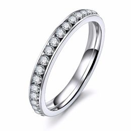 Band Rings Silver Color Titanium Stainless Steel Crystal Wedding Rings for women CZ Surround Men Ring Fashion Jewelry Wholesale AA230530