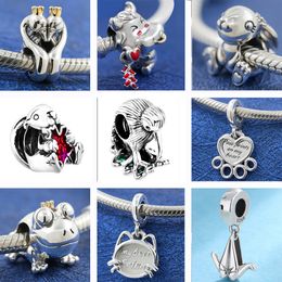 Genuine 925 Sterling Silver Cute Animal Bear, Squirrel Charm Beads O pendant Fit Original Pandora Bracelet Jewellery Gift