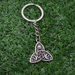 Keychains Wiccan Triple Moon Goddess Pentagram Keychain Witch Amulet Pendant Jewelry