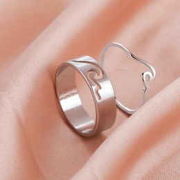 Band Rings COOLTIME Simple Sea Wave Couple Rings 2023 Trend Ocean Surf Stainless Steel Paired Rings for Women Men Wedding Birthday Jewelry AA230323