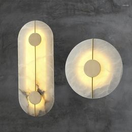 Wall Lamp Modern Copper Led Creative Marble Sconce Light For Living Room Bra Bedside Bedroom El Aisle Lighting