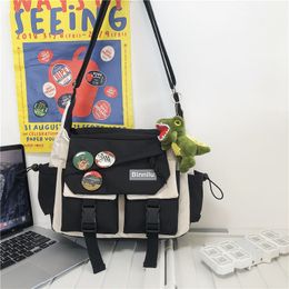 Waist Bags Harajuku Men Nylon Crossbody Bags for Women Messenger Bag Girls School Book Bags Youth Canvas Handbags Shoulder Bag Sac Bolsas 230324