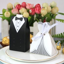 Gift Wrap 50100pcs Bride And Groom Wedding Favour And Gifts Bag Candy Box DIY With Ribbon Wedding Decoration Souvenirs Party Supplies 230324