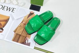Women leather Slide Slipper Sandals Designer Slides canvas Non-Slip Slides brands Summer Flip Flops Outdoor Flower Platform Slippers
