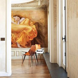 Wallpapers Retro Oil Painting Wallpaper Non-Woven Bedroom Living Room Background Wall Custom Mural Art Decoration