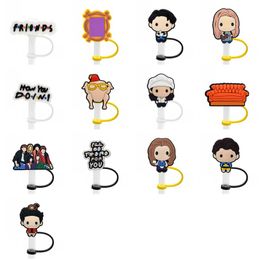 friends TV straw cover topper silicone accessories cover charms reusable splash proof drinking dust plug decorative DIY your own 8mm straw