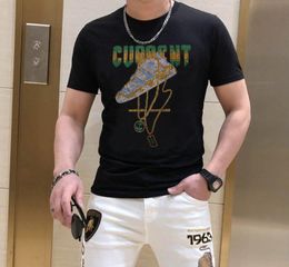 Men's T Shirts Shirt Rhinestone Men Tshirt Camisetas O Neck Soft Boy Homme Cotton Drop