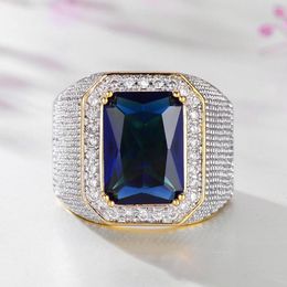 Cluster Rings WPB Advanced Design Men's Imitation Rectangle Gem Ring Gentleman Bright Zircon Luxury Jewelry Shining Holiday Gift Party