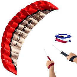 Kite Accessories High Quality 2.5m Red Dual Line Parafoil Kite WithFlying Tools Power Braid Sailing Kitesurf Rainbow Sports Beach 230324