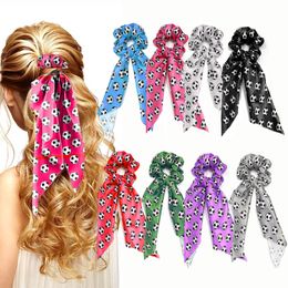 Scrunchies Football Knotted Satin Hair Band Soccer Ponytail Hair Ties Ropes Headband Hairband Women Hair Holder Elastic Headwear Hair Accessories BC503