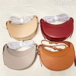 Solid Colour saddle luxury bags single shoulder tote half moon underarm crossbody bag brown sac pochette retro smooth leather luxurys handbag baguette