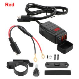 New 1pc Motorcycle Vehicle-mounted Charger Waterproof USB Adapter 12V Phone Dual Quick Charge 3.0 Voltmeter ON OFF Switch Motor Accessory
