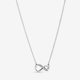 Funkelnde Unendlichkeits-Anhänger-Halskette für echtes Sterlingsilber, Hochzeitsschmuck für Frauen, Freundin, Geschenk, CZ-Diamant-Designer-Halsketten mit