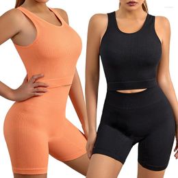 Active Sets 2pcs/set Women Yoga Set Gym Wear Sexy Vest Sports Shorts Workout Running Clothing Athletic Sport Suit