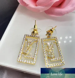 Quality Women Designer Stud Diamond-studded earrings Luxury Style Simple Couple Earring For Christmas Gift