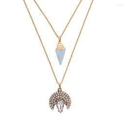 Pendant Necklaces Fashion Removable Chain Layered Necklace Synthetic Stone Crystal Female Turkish Jewelry