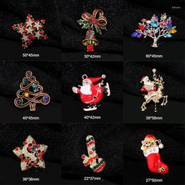 Brooches Christmas Fashion Santa Claus Hat Gloves Bells Socks Snowfake Rhinestone Suit Metal Pins Badges Brooch Year Gifts