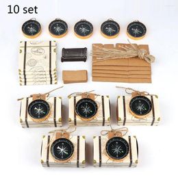 Gift Wrap 10pcs/set Wedding Favors Box Kraft Paper Packaging Candy With Compass Birthday Baby Shower Decoration