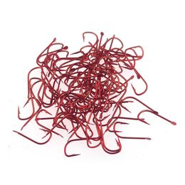 Fishing Hooks 100-pieces Red Fishing Hooks Live-Bait Hook High Carbon Steel Fishhook Fly Tying Hooks Carp Fishing Hook P230317