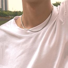 Chains Simple Chain Short Choker Necklace Men Trendy Silver Colour Thin Collar On The Neck 2023 Fashion Jewellery Accessories Gifts