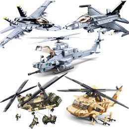 Blocks SLUBAN Military King of Jaeger AH 1Z VIPER Gunship Armed Helicopter Building Kit Bricks Classic Model Toys for Kids Gifts 230324