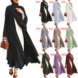 Ethnic Clothing Muslim Abayas for Women Chiffon Cardigan Loose Dress Dubai Indian Moroccan Fashion Temperament Casual 230324