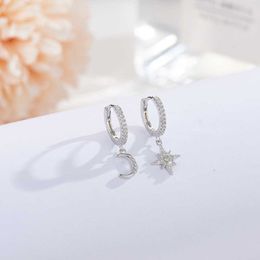 Charm REETI 925 Sterling Silver Earrings zircon Star moon Drop Earrings For Women Gift earings fashion jewelry Z0323