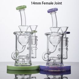 6Inch Heady Glass Hookahs 14mm Female Joint Glass Bongs Showerhead Perc Torus Water Pipes 4mm Thickness Recycler Klein Oil Dab Rigs with Bowl XL2071