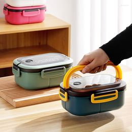 Dinnerware Sets Double Layered Lunch Box Microwave PP Material Bento Boxes Simple Style 2 Colours For Children Adult Camping Work School T21C