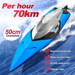 Electric RC Boats 50 CM big RC Boat 70KM H Professional Remote Control High Speed Racing Speedboat Endurance 20 Minutes Kids Gifts Toys For Boys 230323