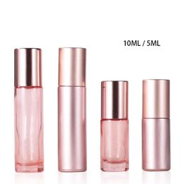 Wholesale Packaging Roll On Bottles Pink 5ml 10ml with Metal Ball 700Pcs/Lot