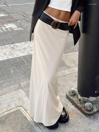 Skirts Casual Basic Solid Long Straight Skirt Elegant Fashion Low Waisted Maxi Women 2023 Summer Streetwear Ladies 90S