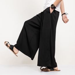 Men's Pants 2023 Summer Thin Wide Leg White Harajuku Streetwear Harem Male Chinese Style HanFu Kongfu Skirt Trousers 230324