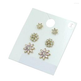 Stud Earrings S000 BIGBING Jewellery Fashion 3 Pairs Crystal Flower Set Women Earring