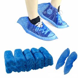 100Pcs Disposable Shoe Covers Disposable Plastic Thick Outdoor Rainy Day Carpet Cleaning Blue Waterproof Shoe Covers