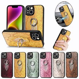 Python Pattern Snake Leather Soft TPU Cases For Iphone 14 Pro Max 13 12 11 X XR XS MAX 8 7 6 Plus Finger Ring Stand Magnet Car Bracket Holder Mobile Phone Back Cover Skin