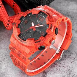 Wristwatches Men Digital Watches Quartz LED Analog Waterproof Man Camouflage Red Silicone Diving Watch Reloj Masculino