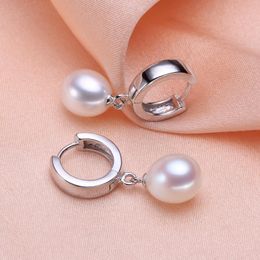 Stud Earrings YIKALAISI Natural Freshwater Pearl 925 Sterling Silver Jewellery For Women 8-9mm Drop Shape 4 Colour