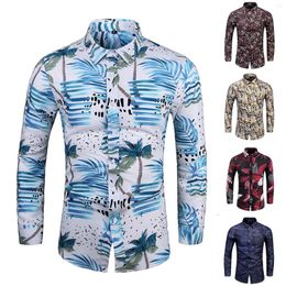 Men's Casual Shirts Spring Summer Long-sleeved For Men 2023 Fashion Loose Print Large Beach Hawaiian Shirt Camisa Masculinos