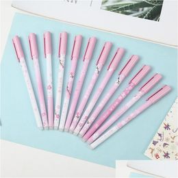 Ballpoint Pens 1Pcs Sakura Erasable Pen 0.5Mm Creative Student Gel Novelty Stationery Cute Blue Signature Kawaii School Supplies Dro Dhd27