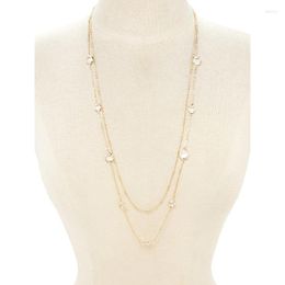 Chains Fashion Double Layer Pearl Strand Necklace Creative Personality Simple Gold Color Long Sweater Chain Jewelry